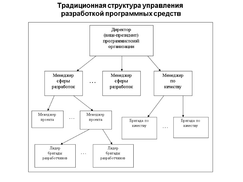 Традиционная структура управления  разработкой программных средств